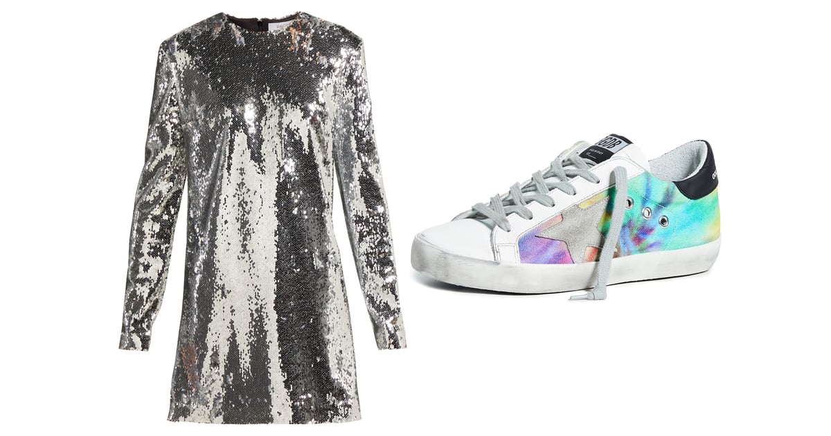 sequin dress with sneakers
