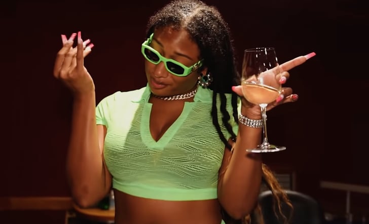 Megan Thee Stallion's Green Shorts Set in Freestyle Video