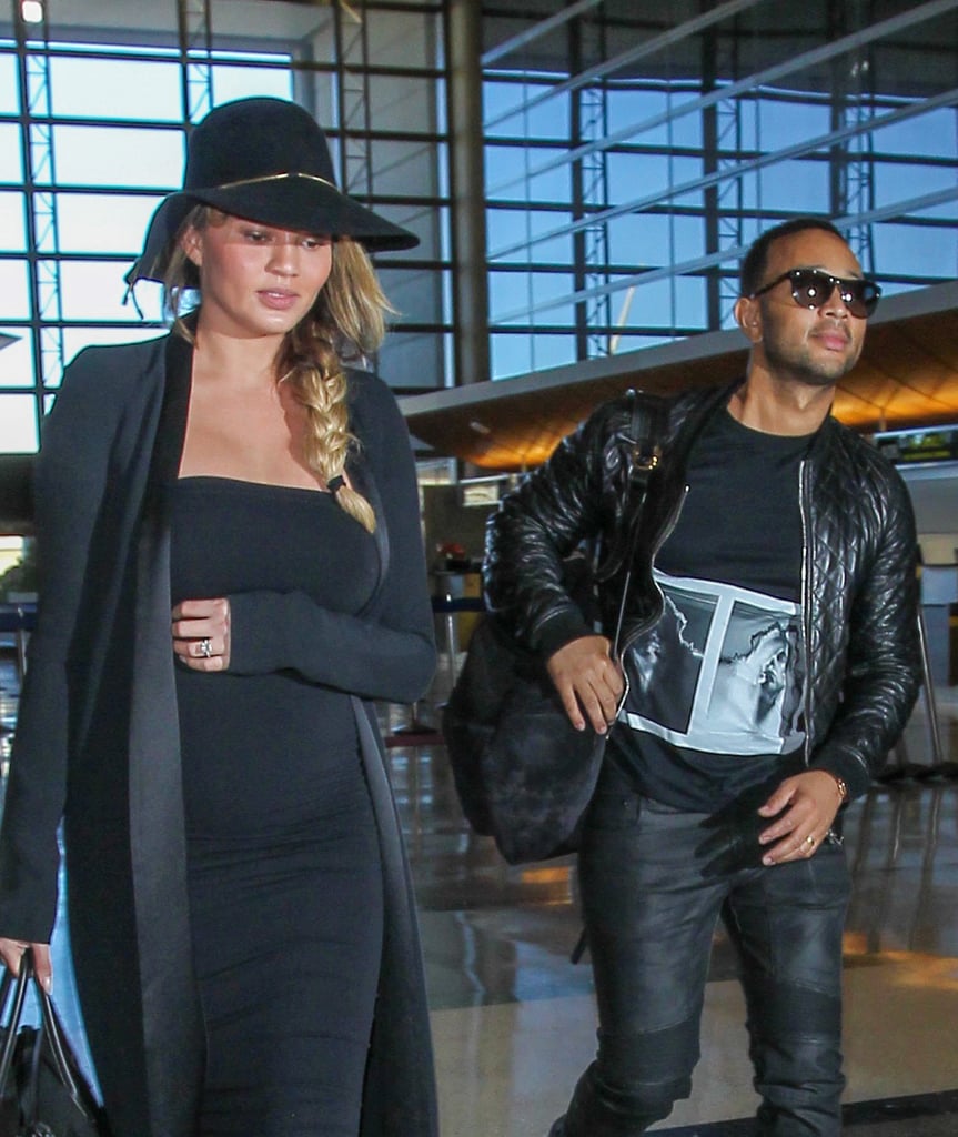 Chrissy Teigen and John Legend at LAX December 2015