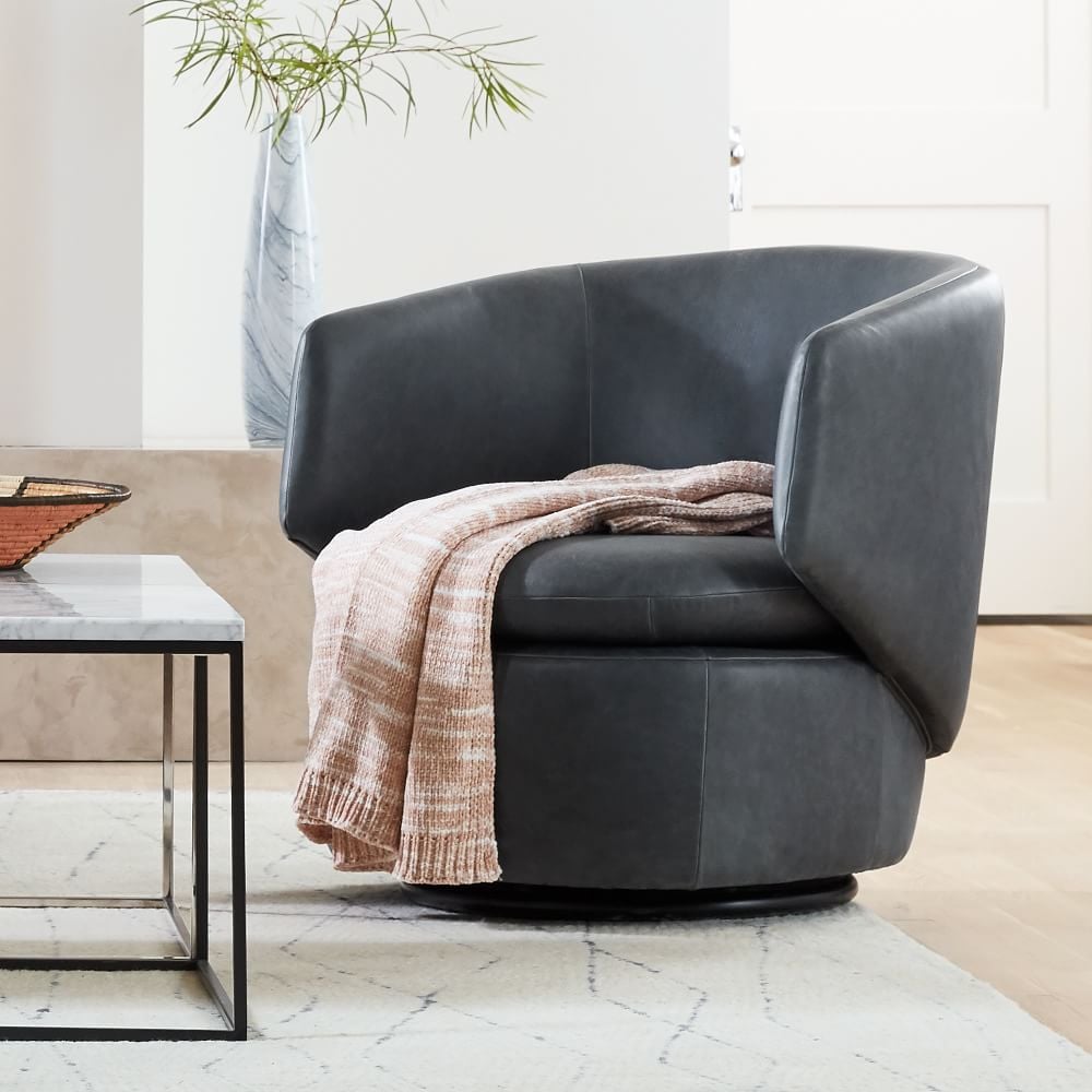 Crescent leather sales swivel chair