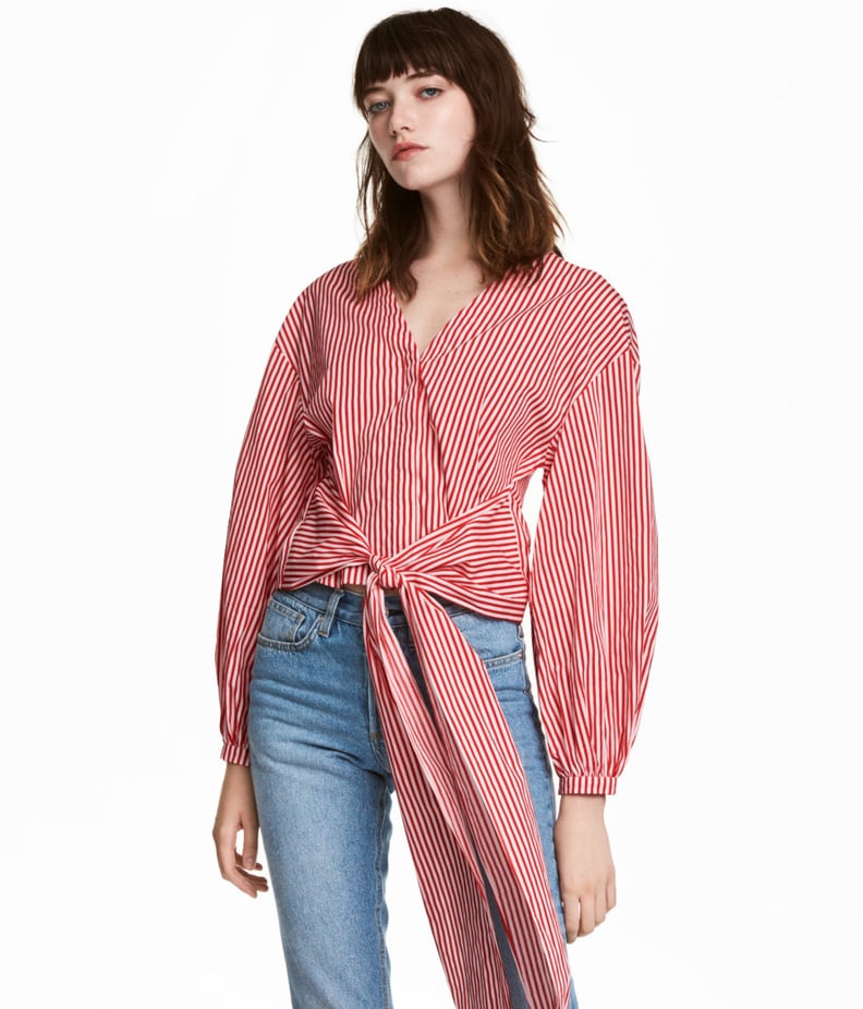 H&M Tie Cotton Blouse