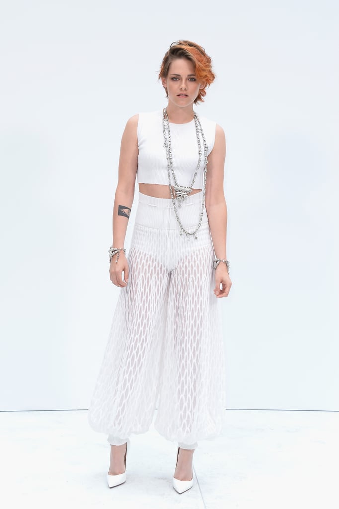 Kristen Stewart debuted her short new haircut at the Chanel show at Haute Couture Fashion Week in Paris on Tuesday.