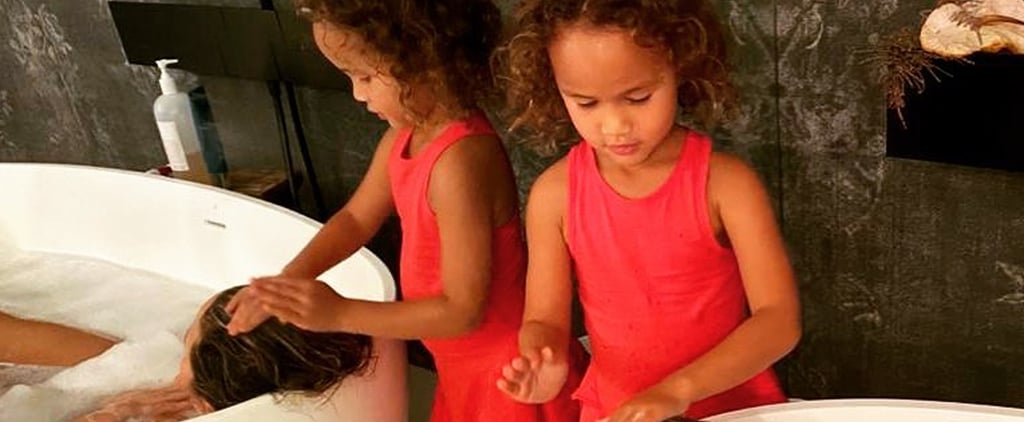 Luna Stephens Washes Chrissy Teigen's Hair in the Bath