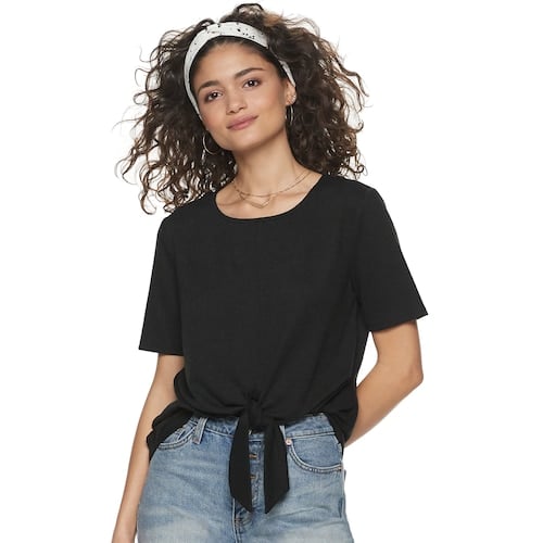 POPSUGAR Tie-Front Short-Sleeve Tee