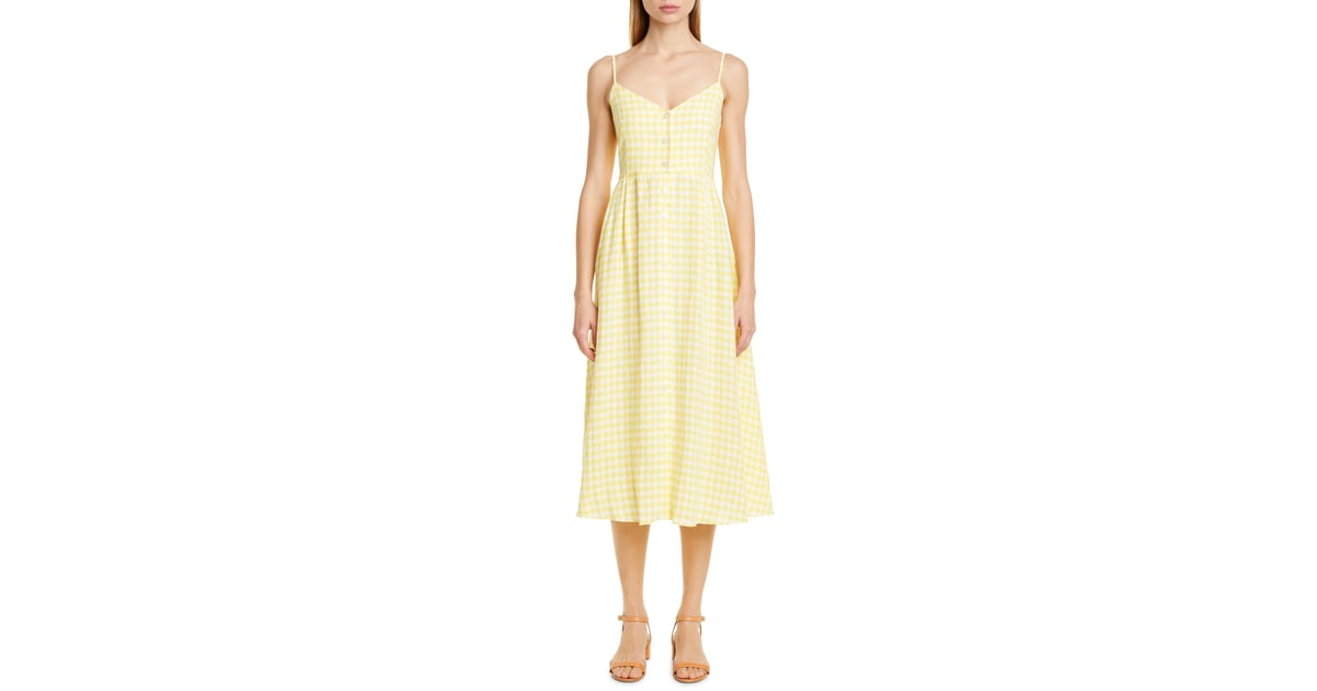 Mansur Gavriel Gingham Linen Midi Dress 35 Lightweight Travel