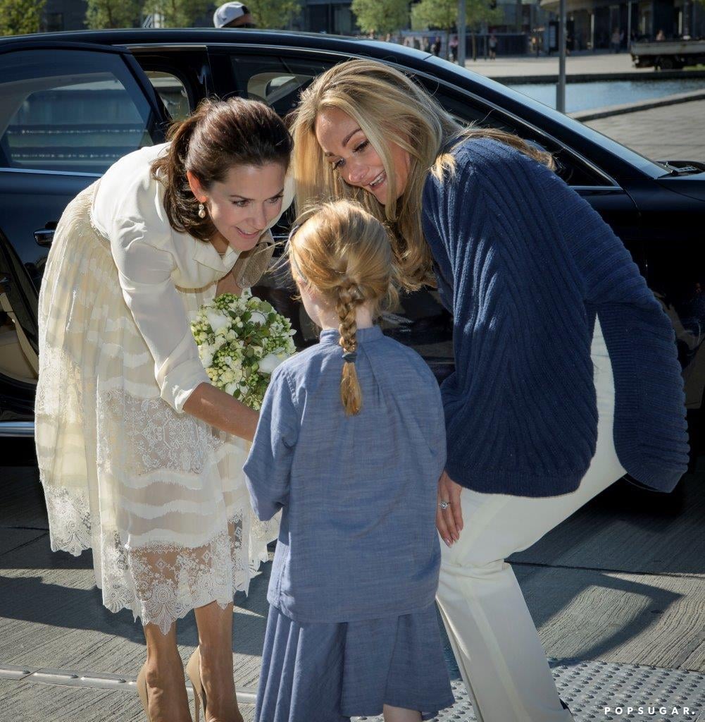 Princess Mary Wearing a White Lace Skirt May 2016
