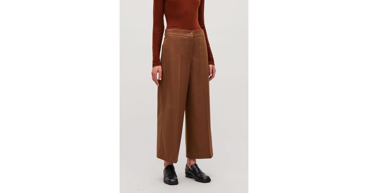 wide leg wool trousers