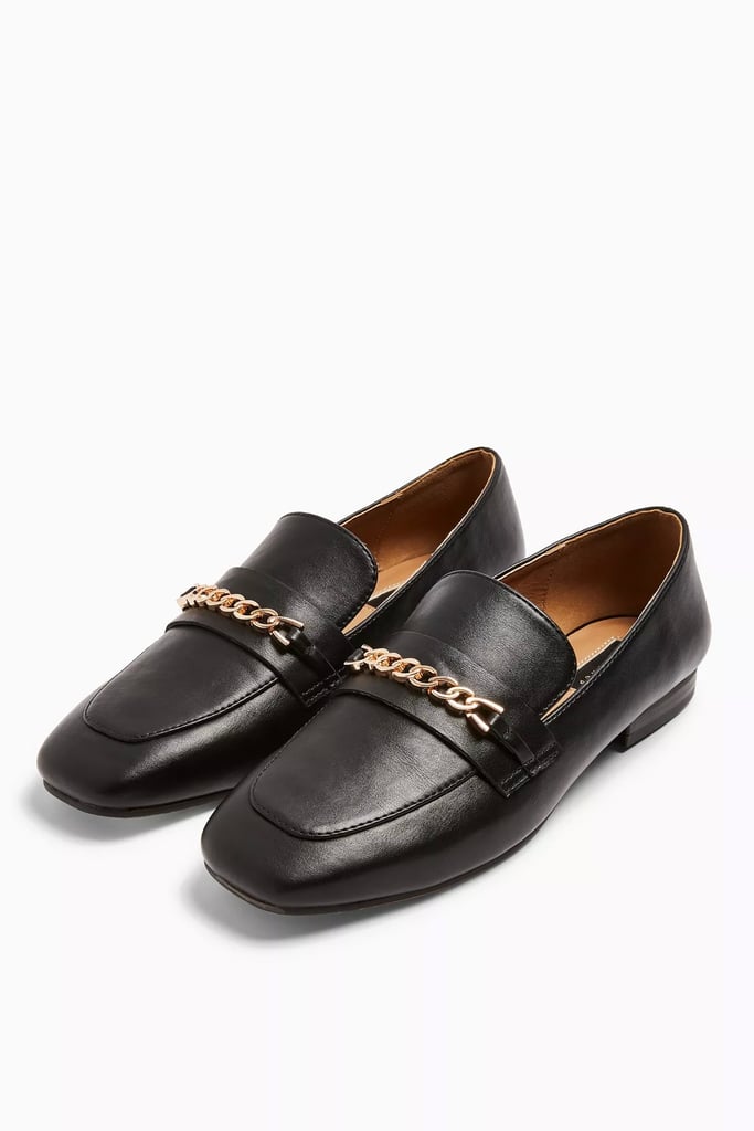 Topshop Lorenzo Black Square Toe Loafers