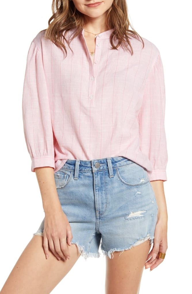 Treasure & Bond Stripe Cotton Peasant Blouse Best Cotton Blouses