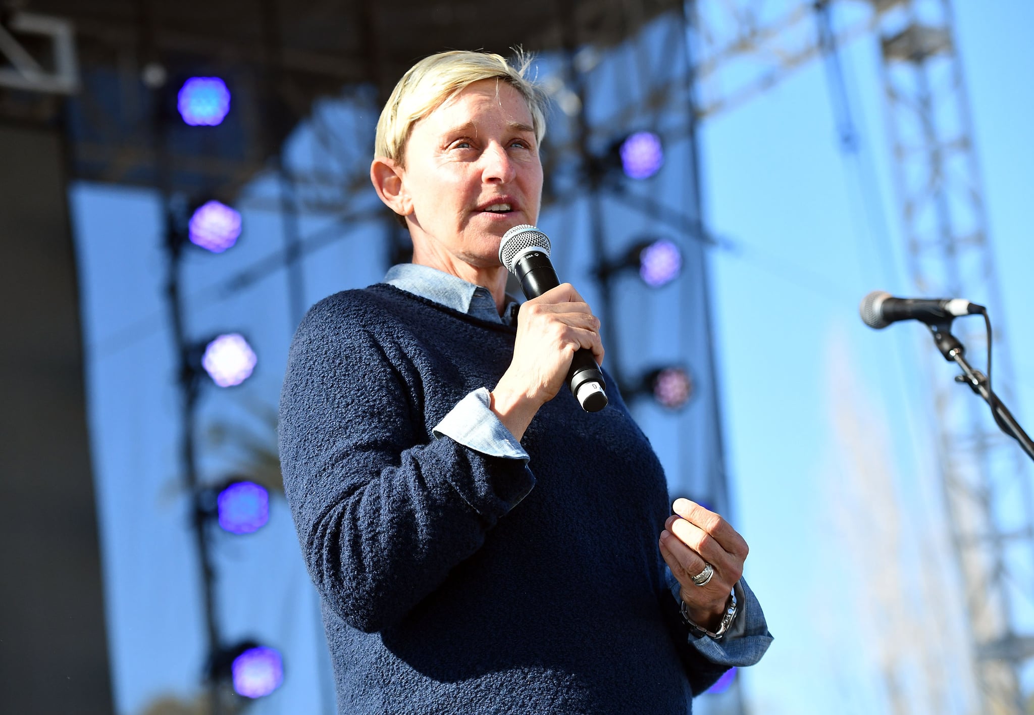 CARPINTERIA, CA - FEBRUARY 25:  TV personality Ellen DeGeneres performs onstage during the One 805 Kick Ash Bash benefiting First Responders at Bella Vista Ranch & Polo Club on February 25, 2018 in Carpinteria, California.  (Photo by Scott Dudelson/Getty Images)