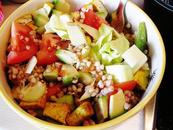 Baked Tofu and Buckwheat Spring Salad