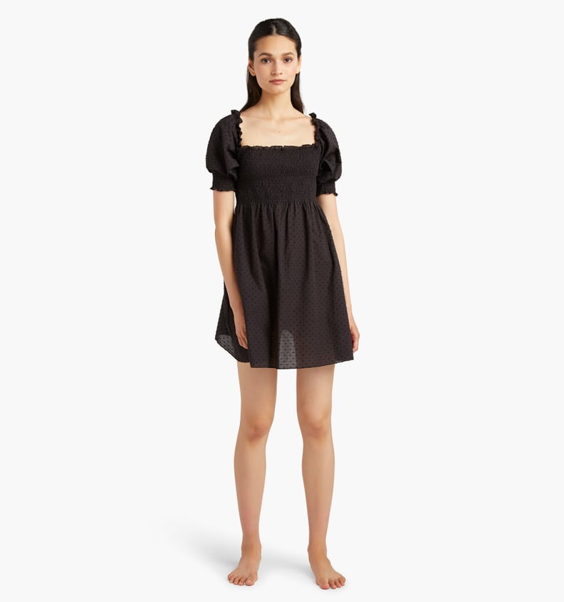 Hill House Home The Athena Nap Dress in Sheer Black Swiss Dot