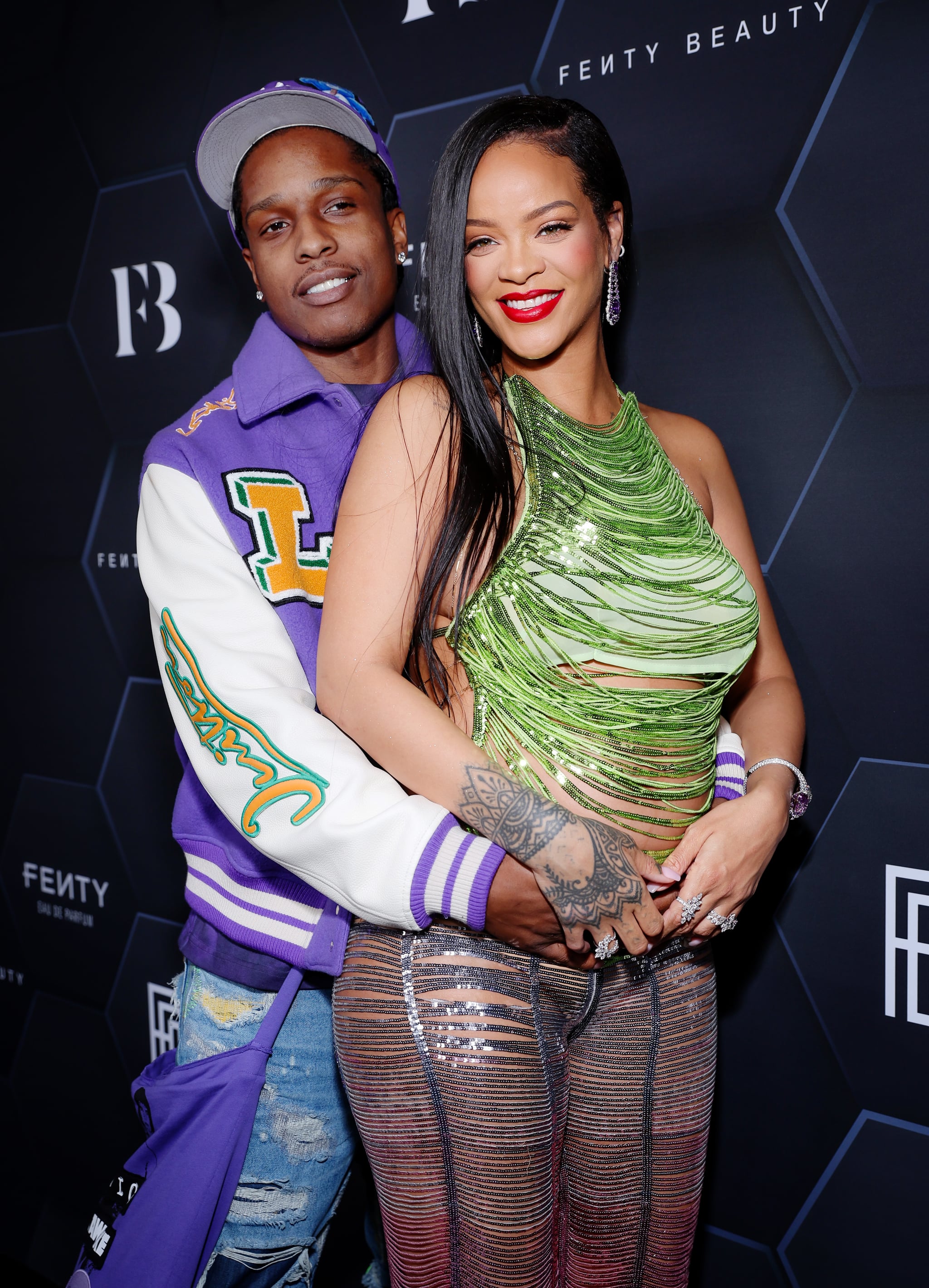 LOS ANGELES, CALIFORNIA - FEBRUARY 11: (L-R) A$AP Rocky and Rihanna celebrate Fenty Beauty & Fenty Skin at Goya Studios on February 11, 2022 in Los Angeles, California. (Photo by Rich Fury/Getty Images for Fenty Beauty & Fenty Skin)