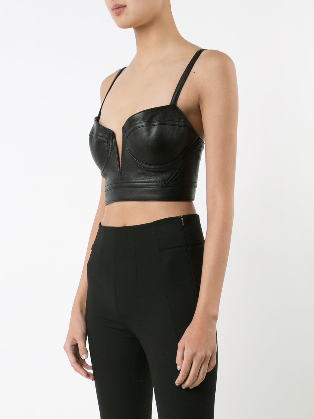 leather black bralette