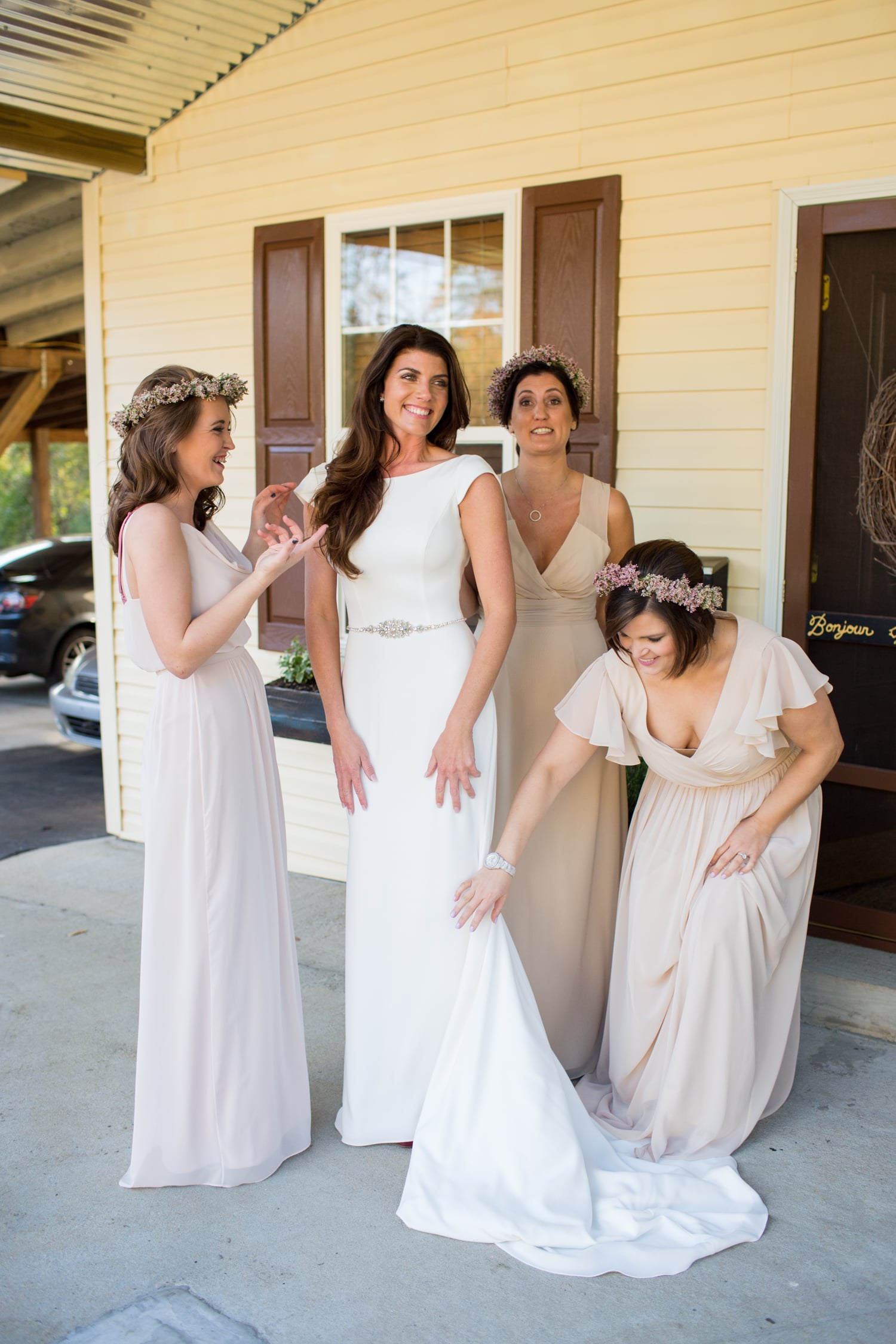 A Crisp Bateau Neckline With A Sparkly Belt 100 Brides Wearing