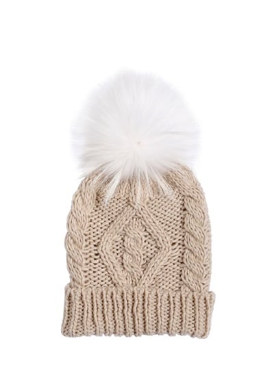 Yves Salomon Cable Knit & Fur Pompom Hat ($74)