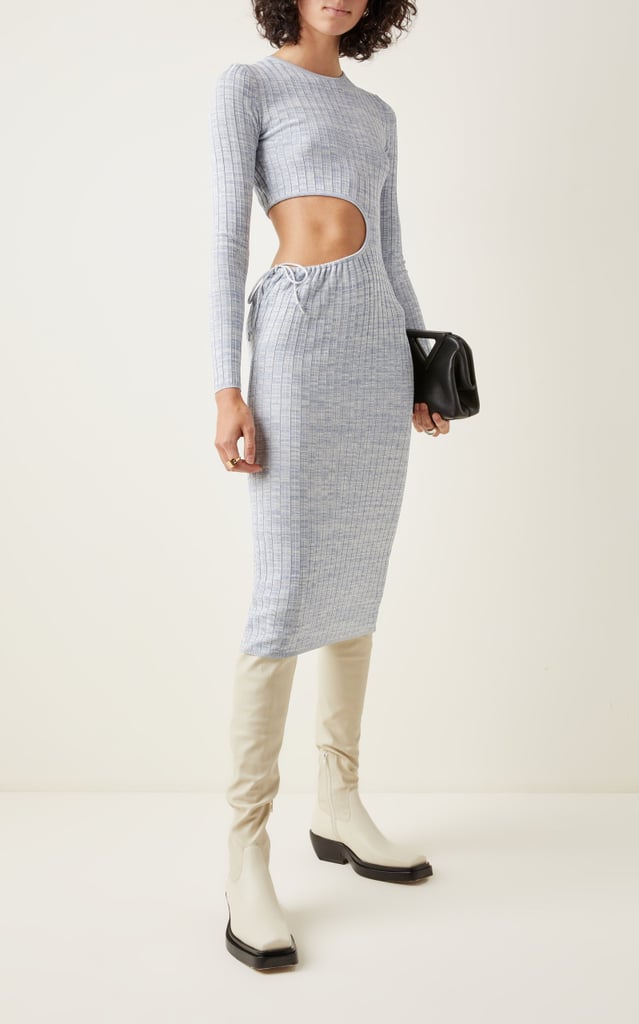 A Fun Knit Dress: Aya Muse Shale Cutout Ribbed-Knit Midi Dress