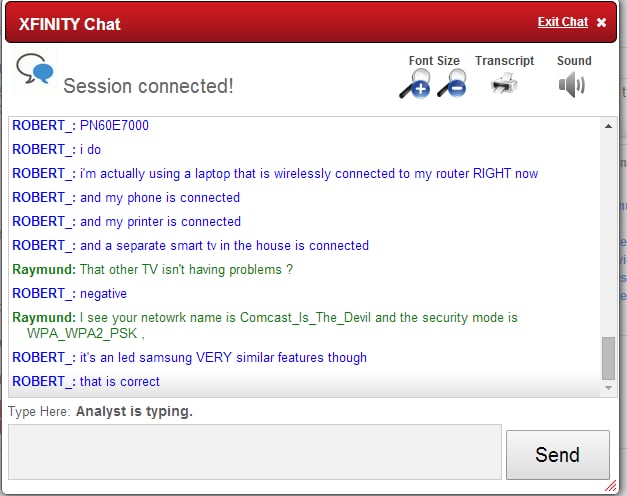 "An awkward moment with Comcast online tech support..."