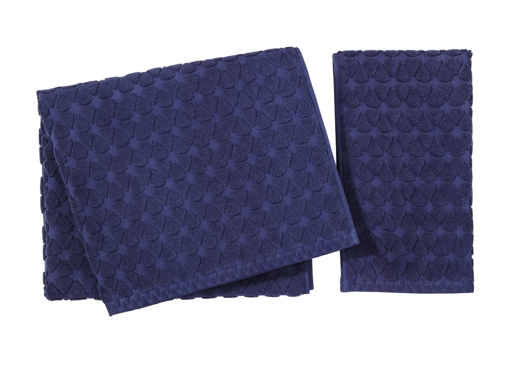 Bath Towel in Navy (10) and Geometric Hand Towel in Navy (8) Nate