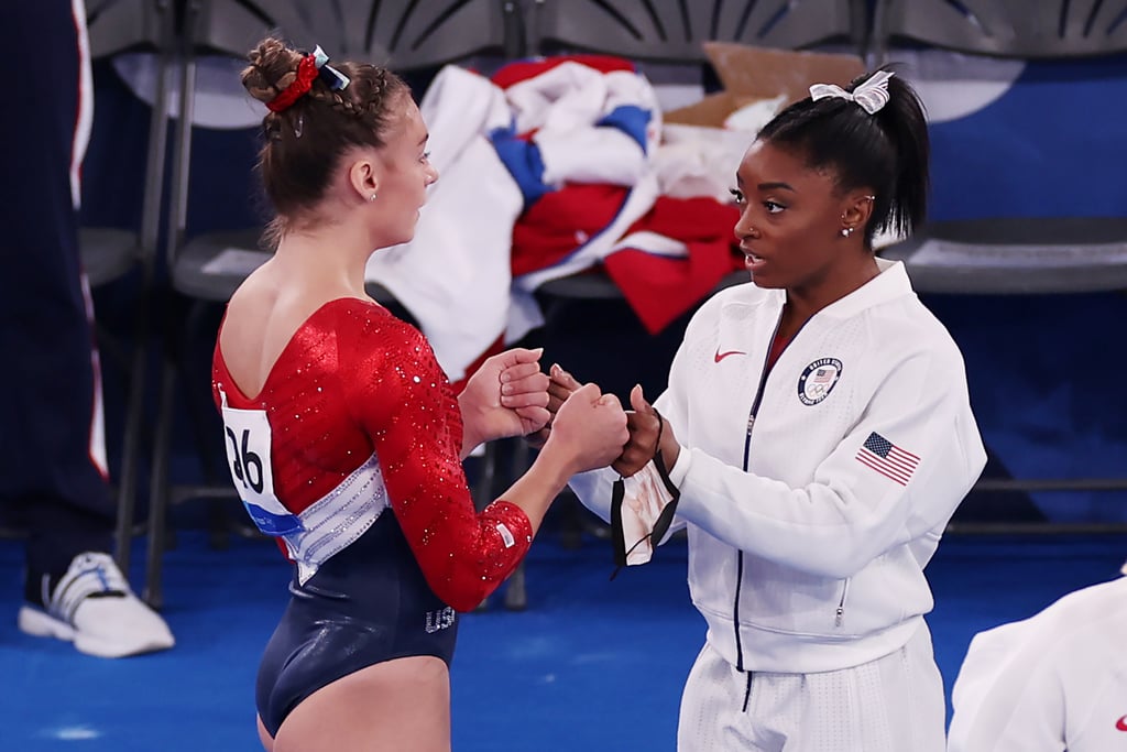 Simone Biles Cheers on Her Olympic Teammates During Finals