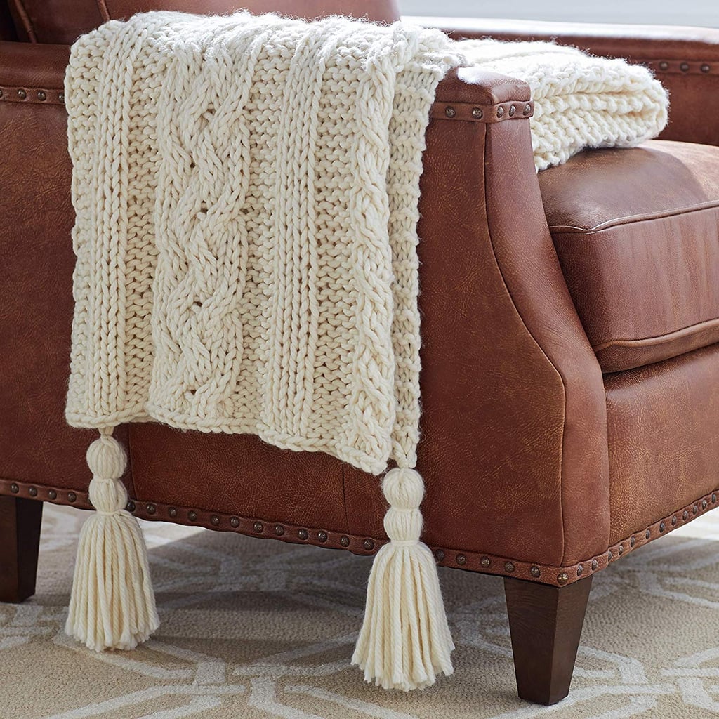 Stone & Beam Cosy Cable Knit Chunky Weave Throw Blanket