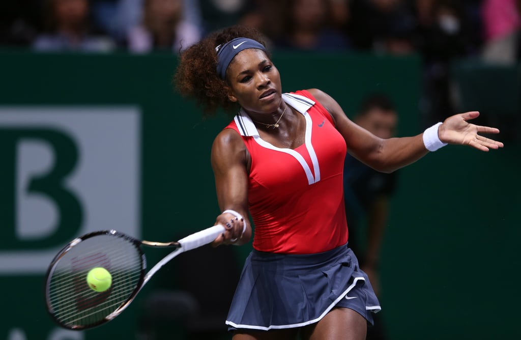 Serena Williams Wearing a Collared Shirt at the TEB BNP Paribas WTA Championships in 2012