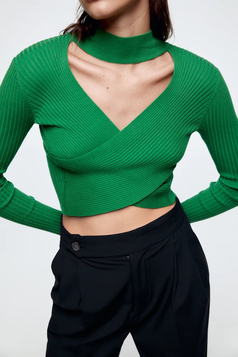 Zara. Green Ribbed Knit Top Possible Jan 26 2021 – What Kate Wore