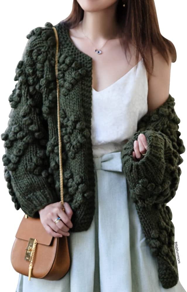 Chicwish Women's Hand-Knit Soft Heart-Shaped Balls Cardigan