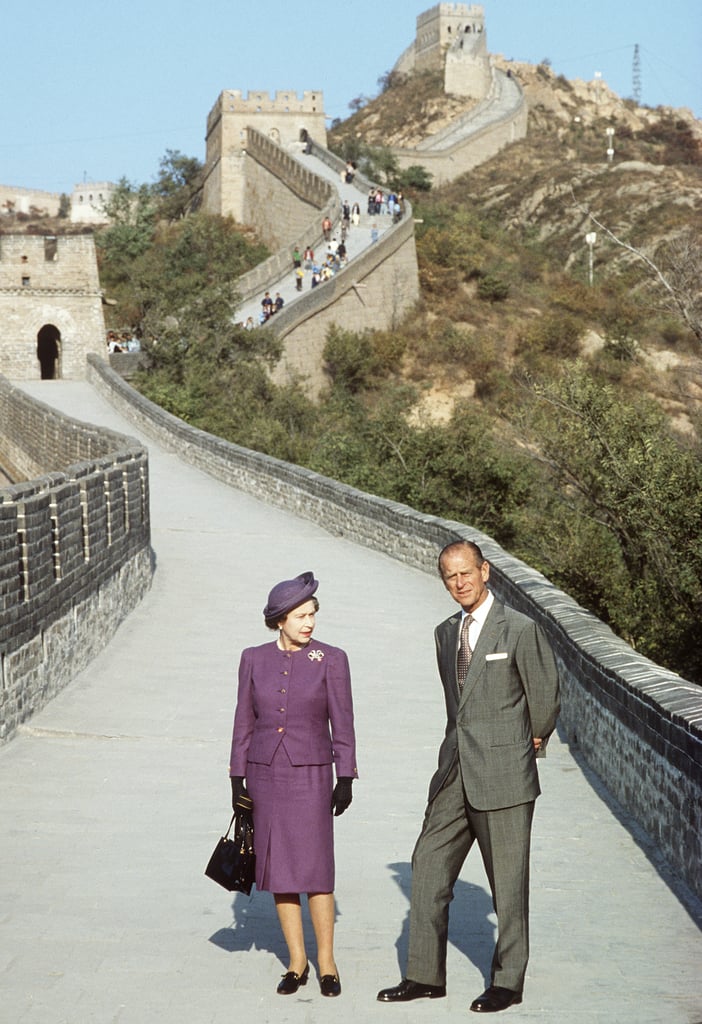 The royal couple stood on the Great Wall of China during a visit in October 1986.