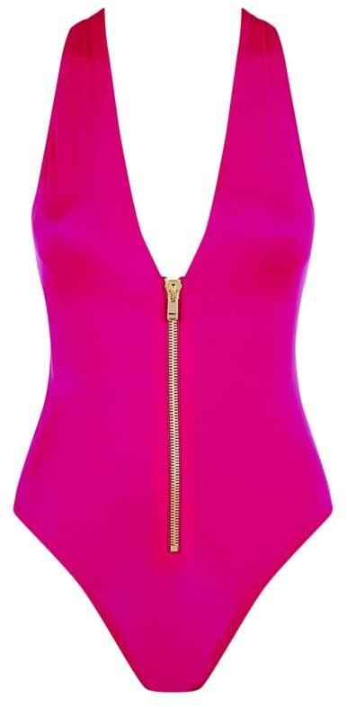 Oye Zipped Plunge Neck Swimsuit