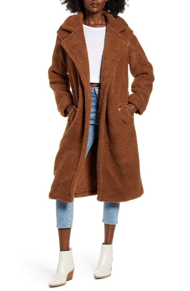 Bb Dakota Teddy Faux Fur Longline Coat Nordstrom S Massive