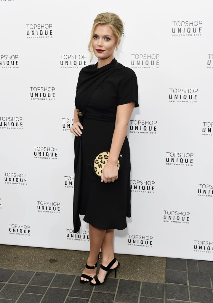 Princess Diana's niece stunned in a simple black dress at the Topshop Unique fashion show in September 2016.