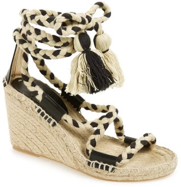 An espadrille heel lends a softer appeal to the Soludos Gladiator Platform Wedge Sandal ($129).