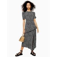 Topshop Printed Side Split Midi Dress