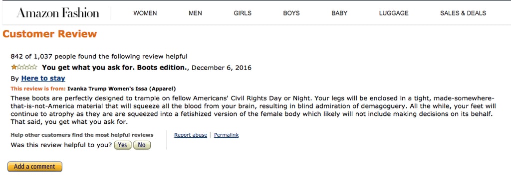 The "trample on Americans' Civil Rights" review.