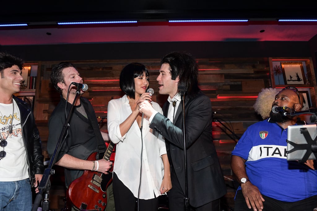 Matthew Morrison took the mic with his wife, Renee Puente. Their costumes were inspired by Pulp Fiction.