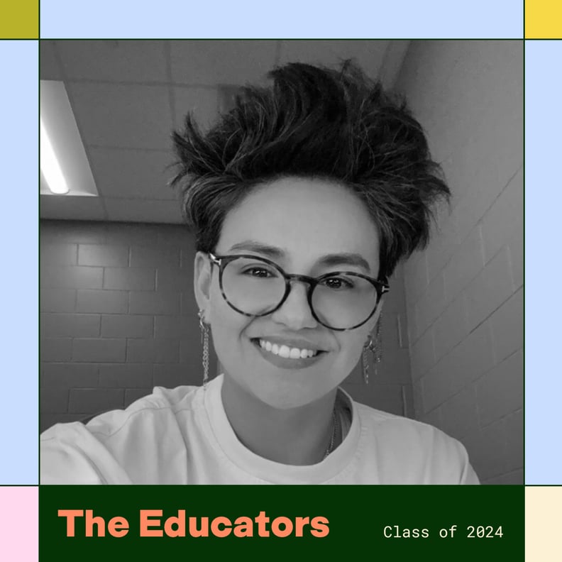 Selina Pena is pictured smiling with a colorful border and text that reads The Educators Class of 2024.