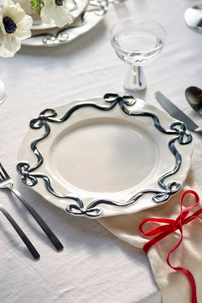 Anthropologie Benedita Bow Stoneware Dinner Plates, Set of 4