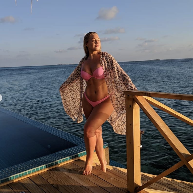 Iskra Lawrence Neon Pink Bikini in Maldives April 2019 POPSUGAR