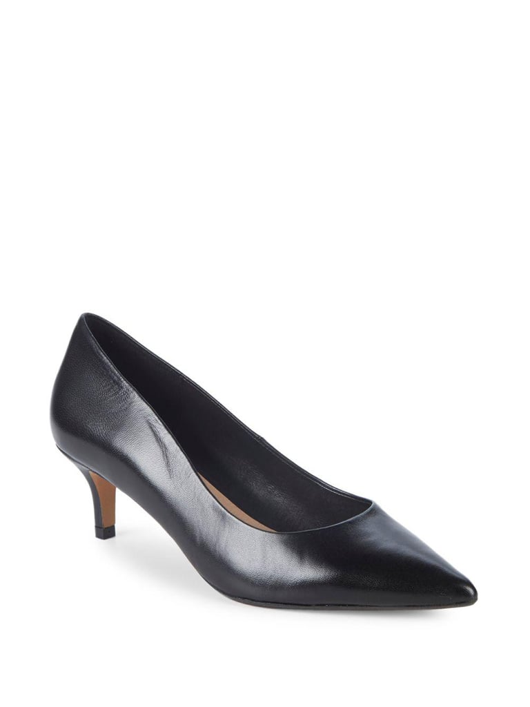 Saks Fifth Avenue Leather Kitten Heel Pumps LilyRose Depp's Black