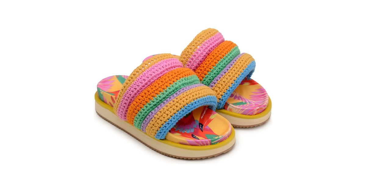 Colorful Sandals: Farm Rio Stripe Crochet Platform Slides | Farm Rio