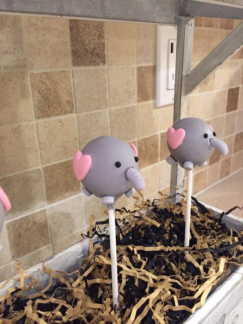 Elephant Cake Pops With Pink Ears