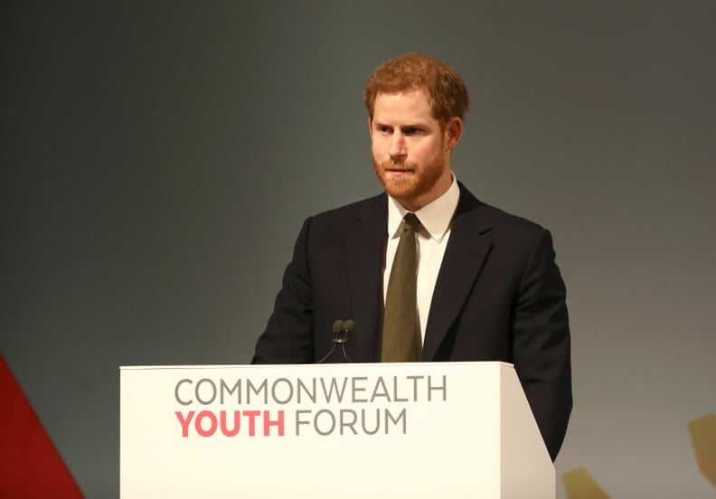 Prince Harry speaks during a Commonwealth Heads of Government Meeting (CHOGM) Youth Forum