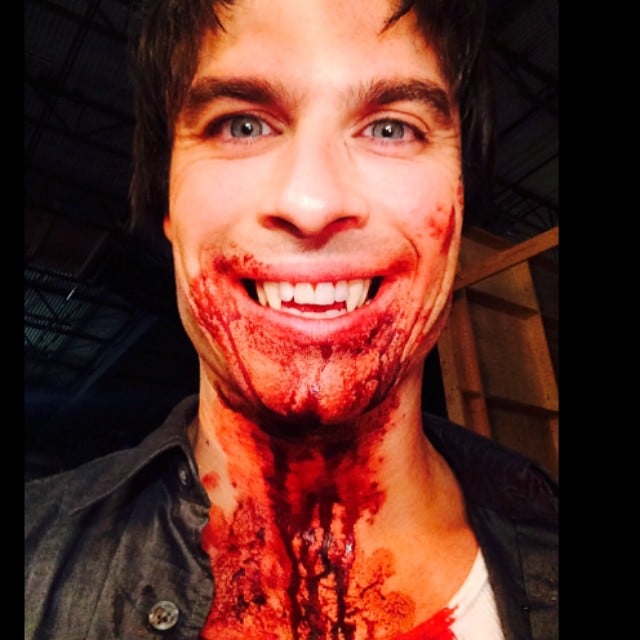 Ian Somerhalder showed off his vampire fangs and fake blood. 
Source: Instagram user iansomerhalder