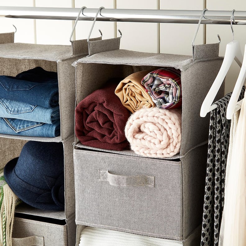 Grey Three-Compartment Hanging Sweater Organizer