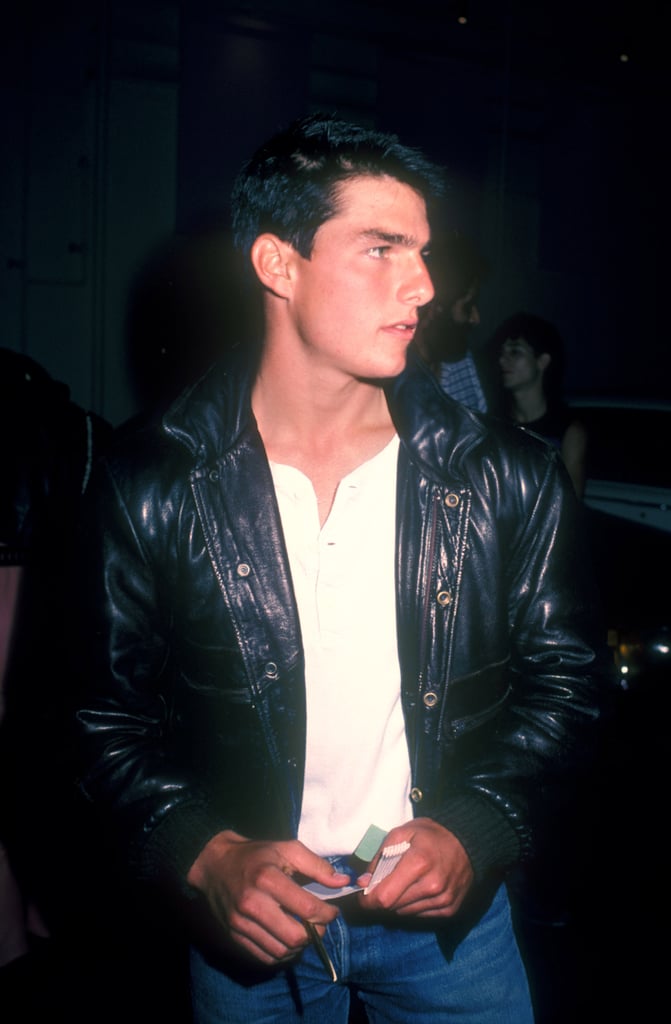 Tom Cruise looked cool in a black leather jacket in August 1985.