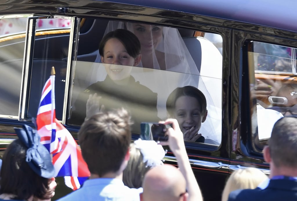 Pageboys Brian and John Mulroney couldn't contain their excitement.