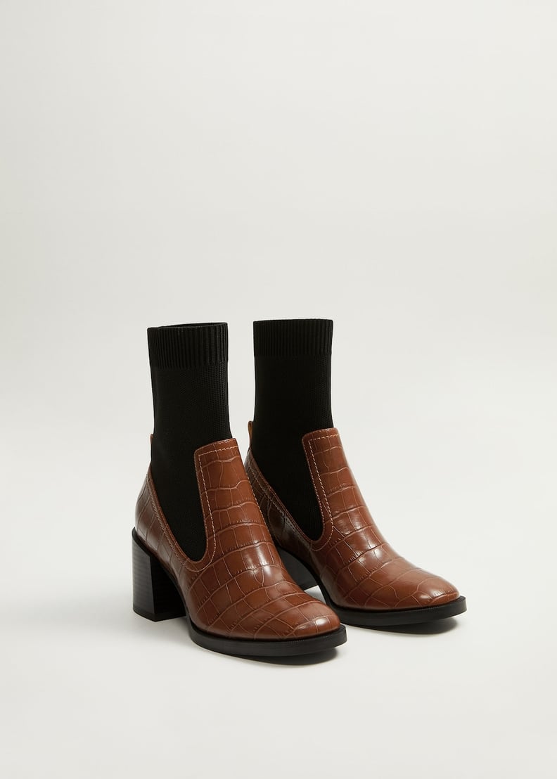Mango Stretched Contrast Ankle Boots