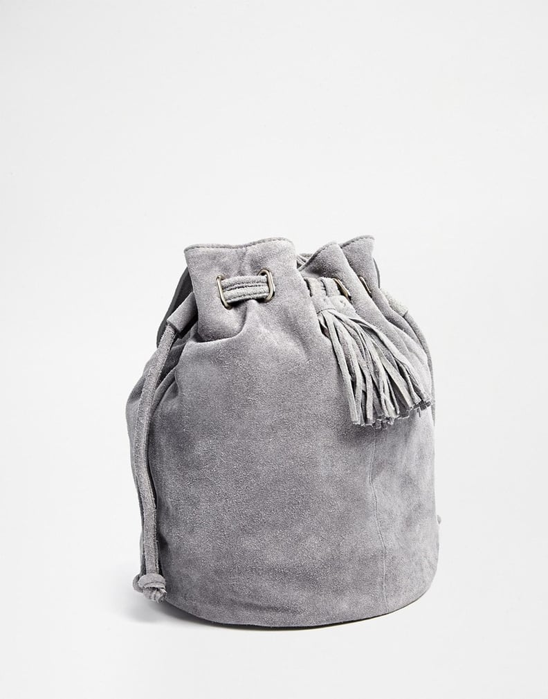 Warehouse Suede Drawstring Bag With Tassel