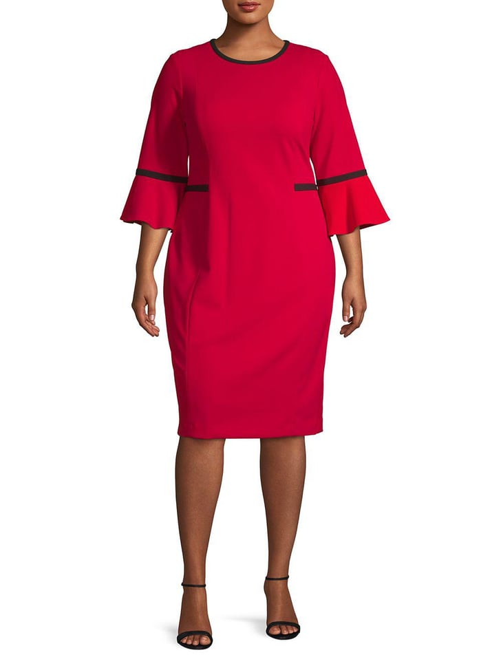 Calvin klein red dress with bell sleeves